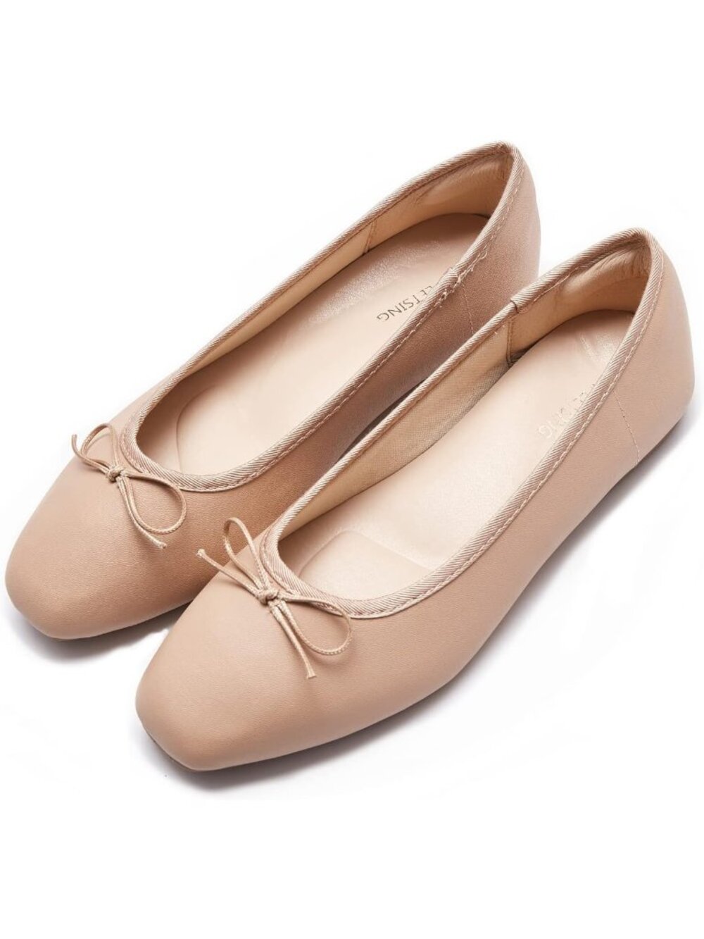 Women's A Nude Comfortable Bow Round Toe Ballet Flats Dressy Shoes Synthetic